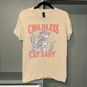 Tan Childless Cat Lady T-Shirt.